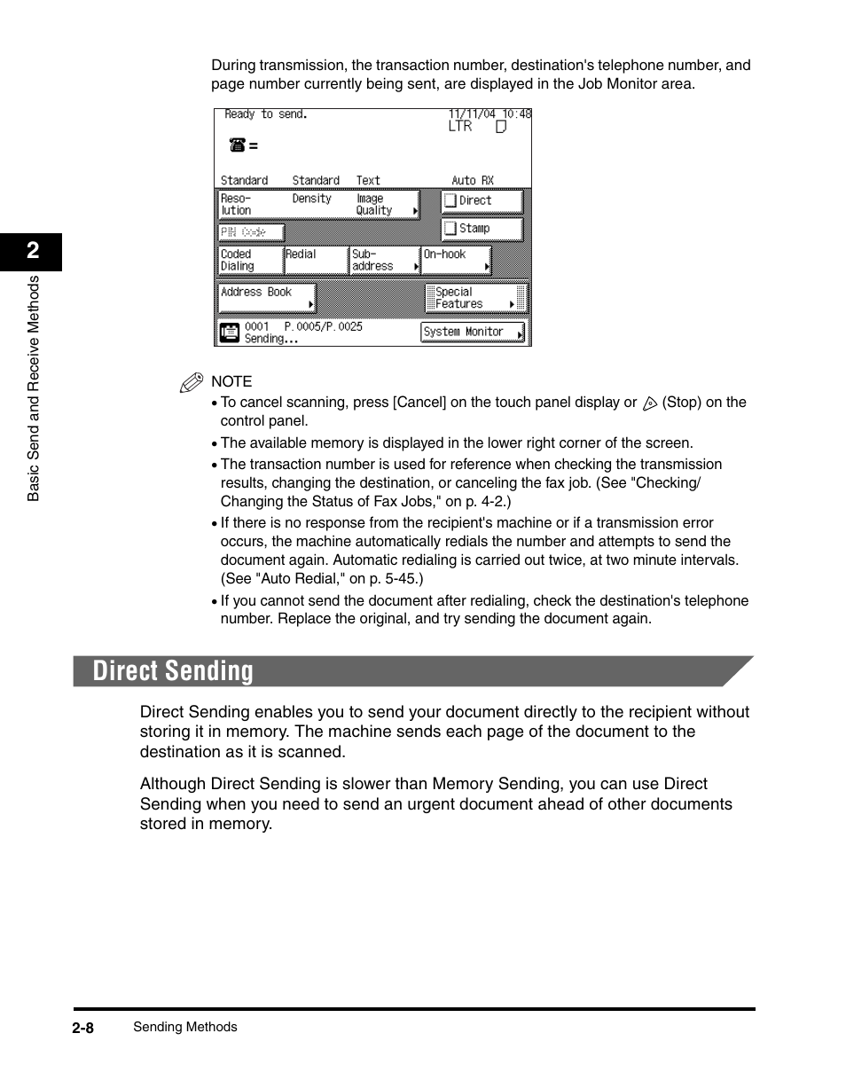 Direct sending, Direct sending -8 | Canon IMAGERUNNER 2230 User Manual | Page 80 / 352