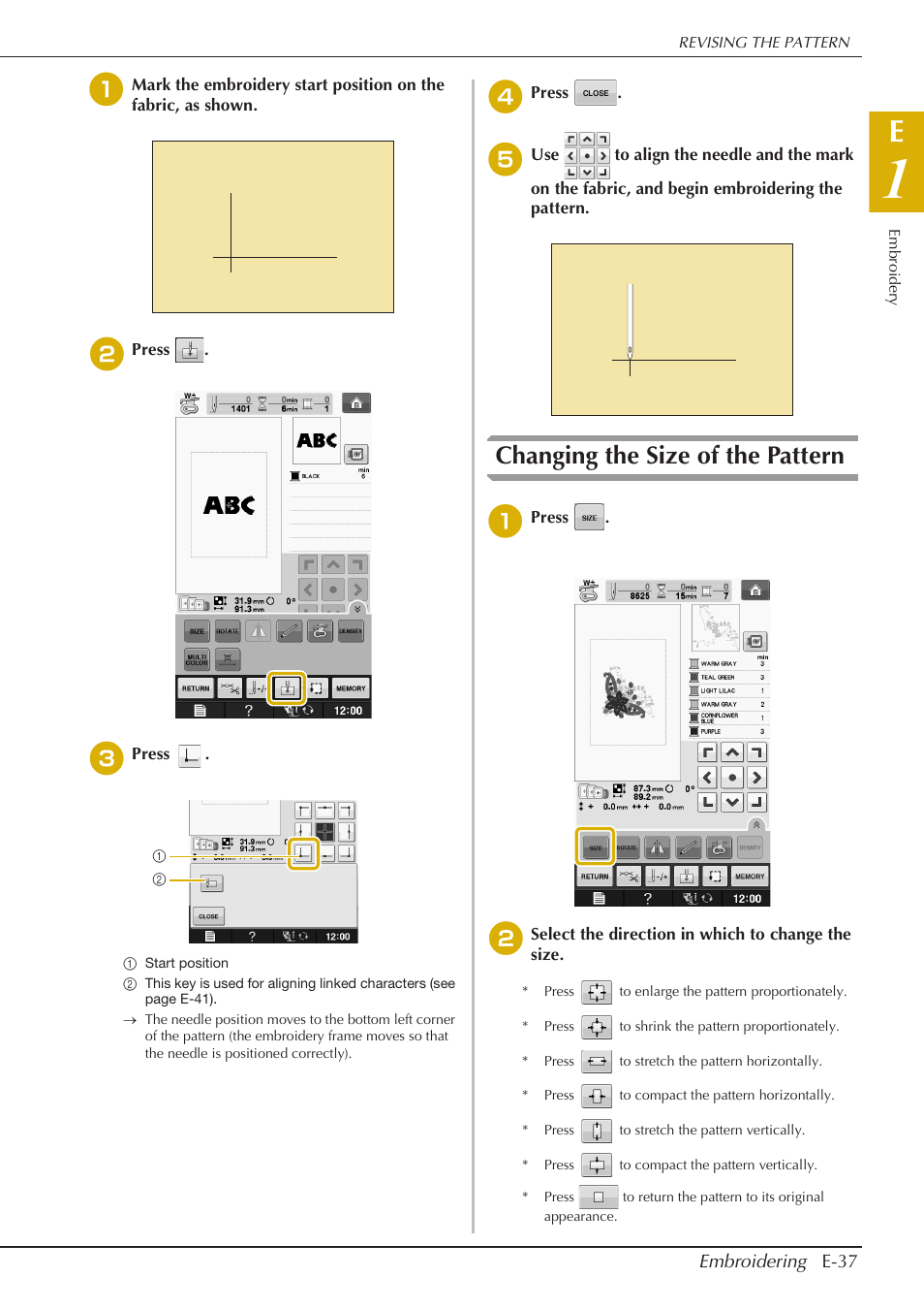 Changing the size of the pattern | Baby Lock Spirit (BLPY) Instruction and Reference Guide User Manual | Page 103 / 184