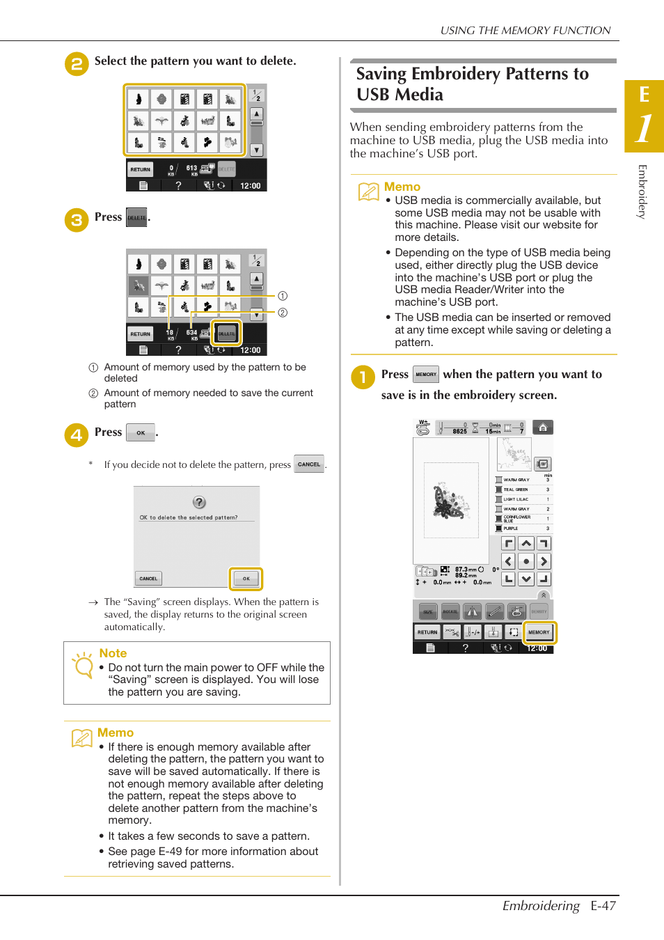 Saving embroidery patterns to usb media | Baby Lock Spirit (BLPY) Instruction and Reference Guide User Manual | Page 113 / 184