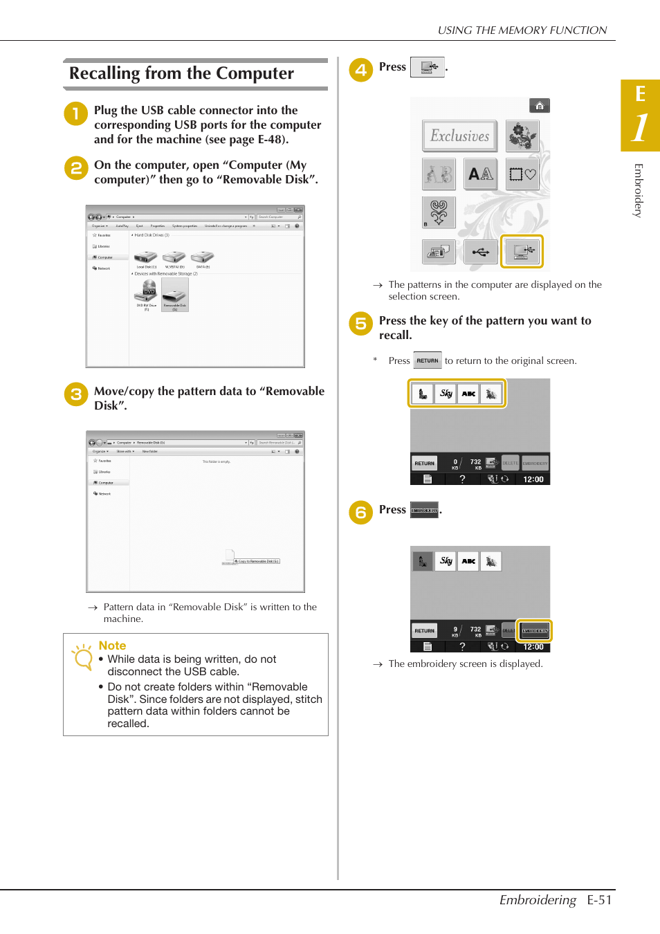 Recalling from the computer | Baby Lock Spirit (BLPY) Instruction and Reference Guide User Manual | Page 117 / 184