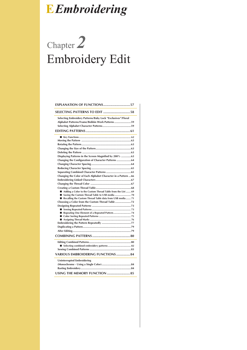 Eembroidering embroidery edit, Chapter | Baby Lock Spirit (BLPY) Instruction and Reference Guide User Manual | Page 122 / 184