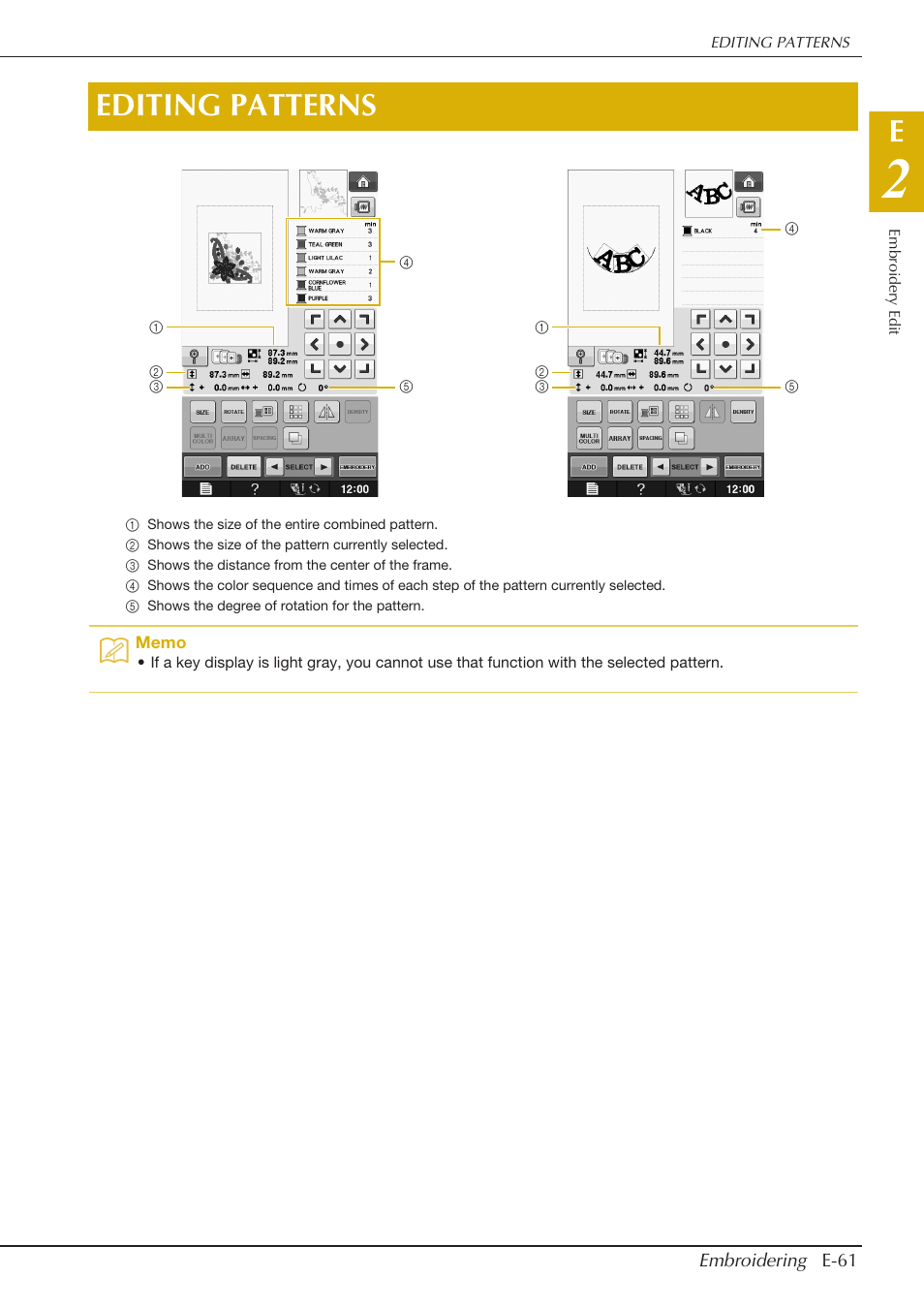 Editing patterns | Baby Lock Spirit (BLPY) Instruction and Reference Guide User Manual | Page 127 / 184