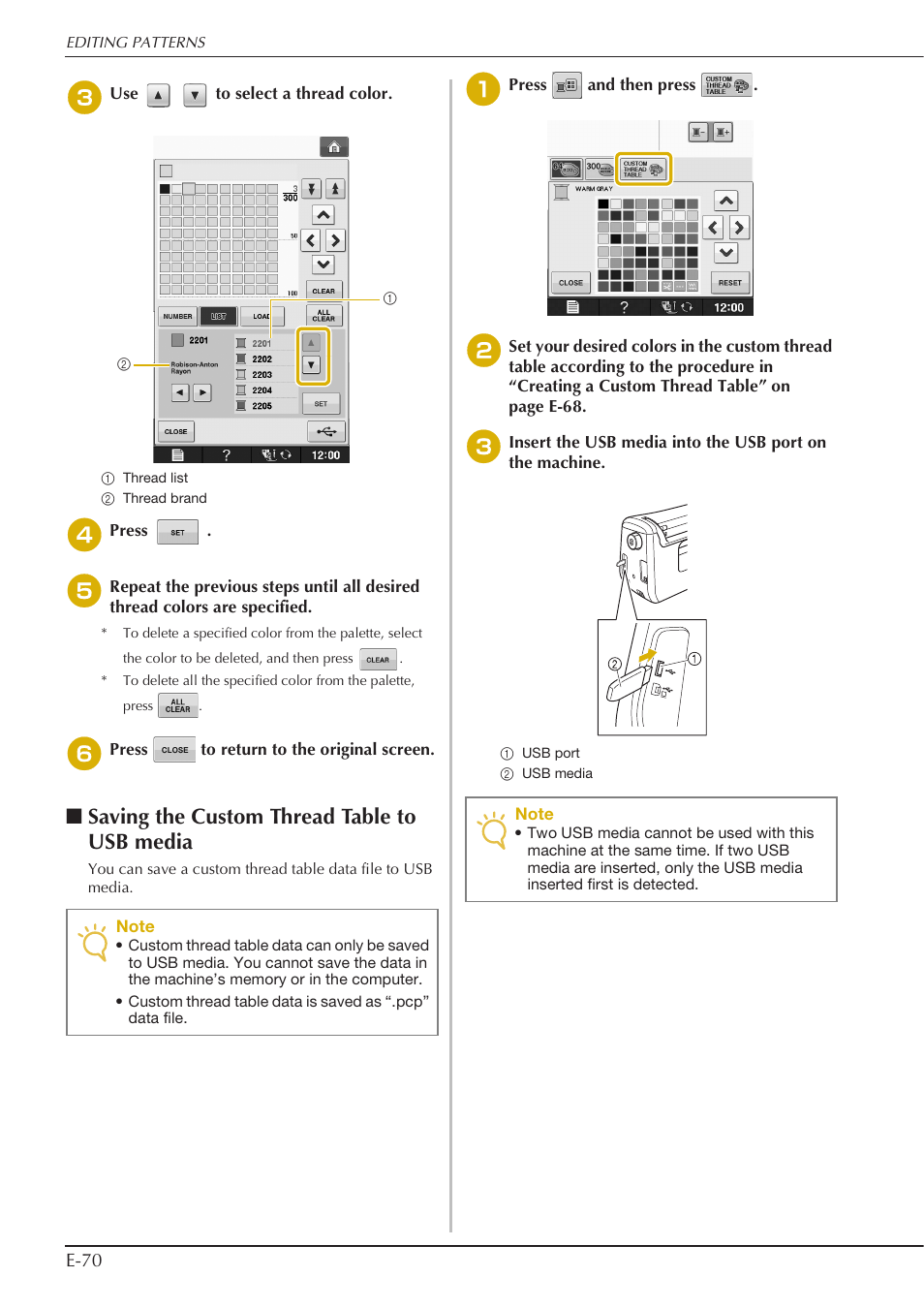 Saving the custom thread table to usb media | Baby Lock Spirit (BLPY) Instruction and Reference Guide User Manual | Page 136 / 184