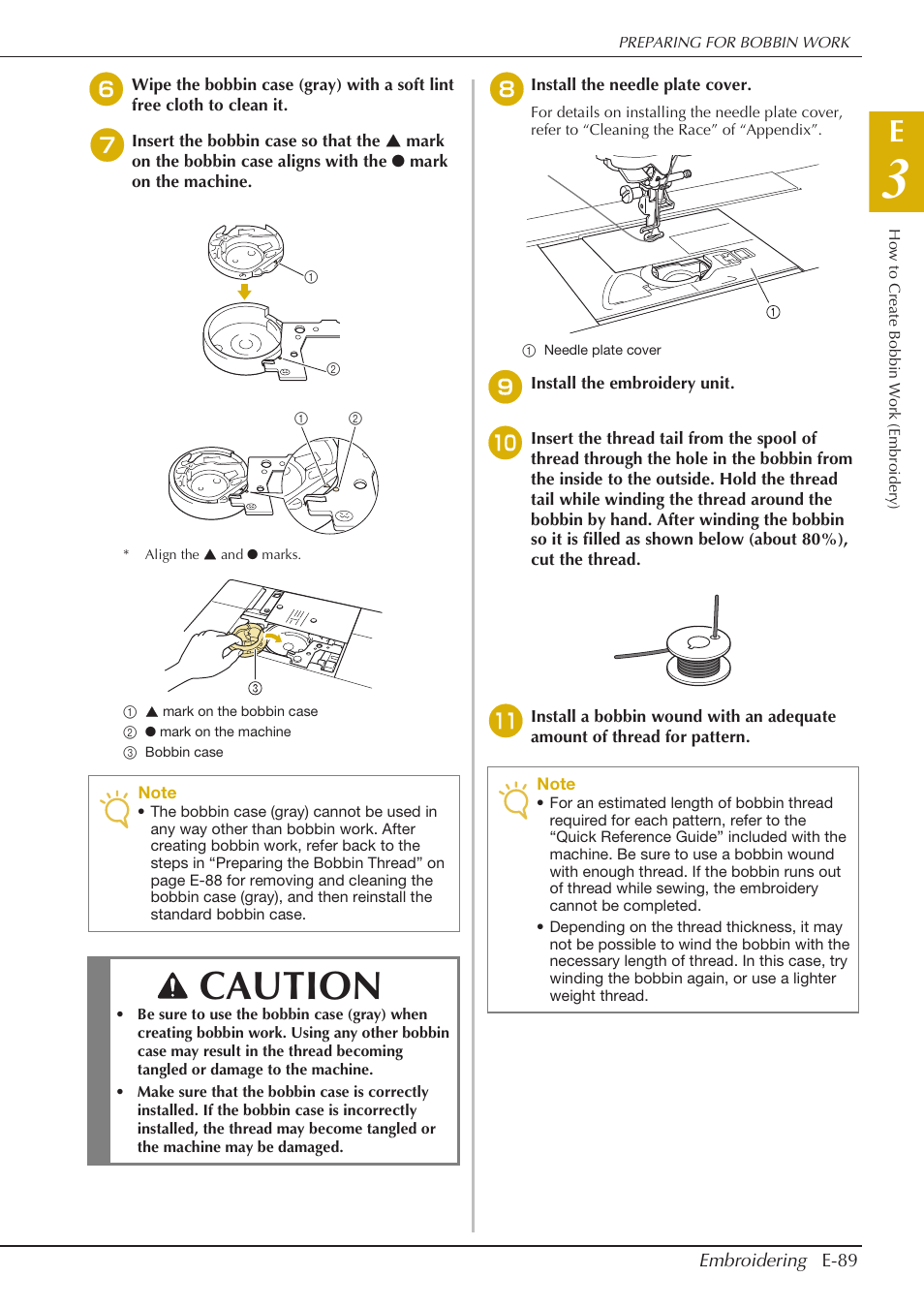 Caution | Baby Lock Spirit (BLPY) Instruction and Reference Guide User Manual | Page 155 / 184