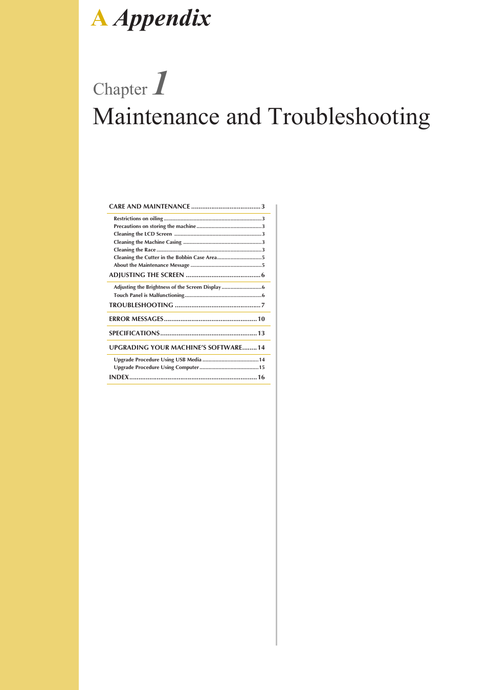 Aappendix maintenance and troubleshooting, Chapter | Baby Lock Spirit (BLPY) Instruction and Reference Guide User Manual | Page 166 / 184