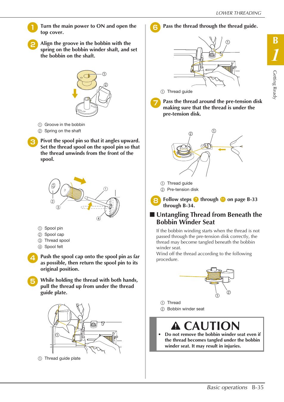 Caution | Baby Lock Spirit (BLPY) Instruction and Reference Guide User Manual | Page 37 / 184