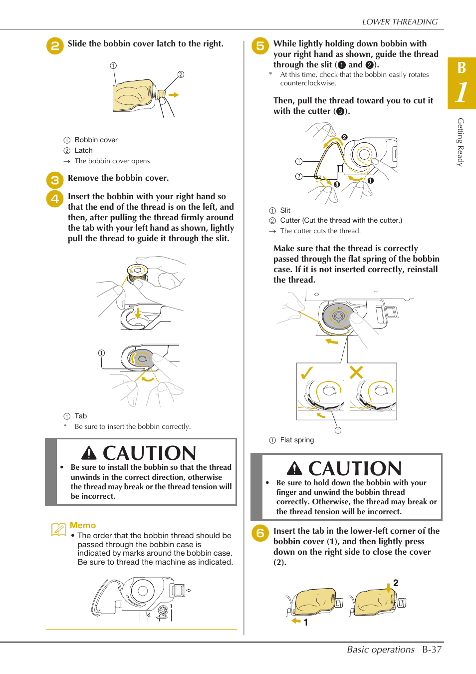 Caution | Baby Lock Spirit (BLPY) Instruction and Reference Guide User Manual | Page 39 / 184