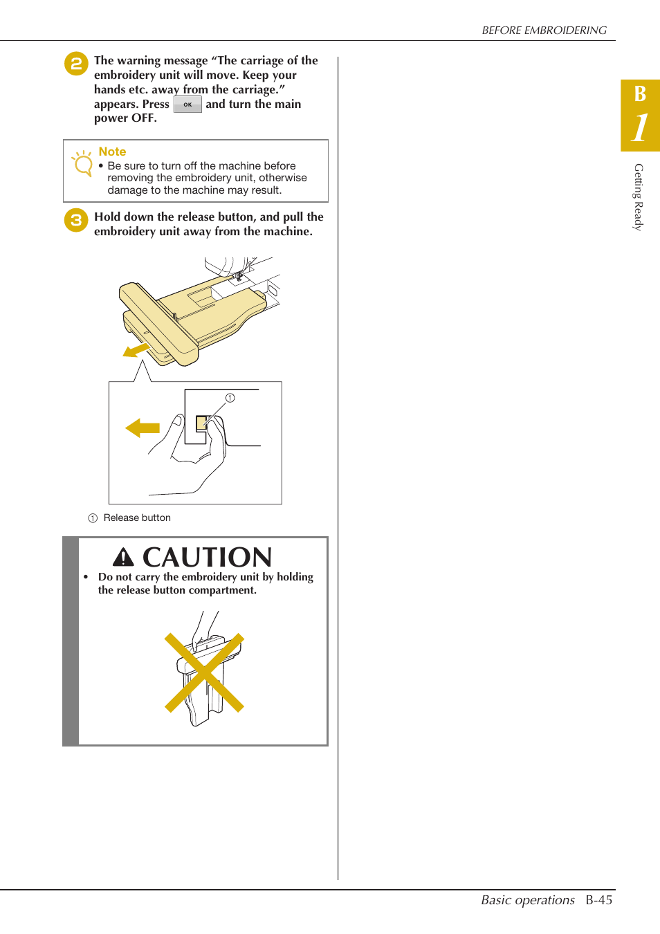 Caution | Baby Lock Spirit (BLPY) Instruction and Reference Guide User Manual | Page 47 / 184