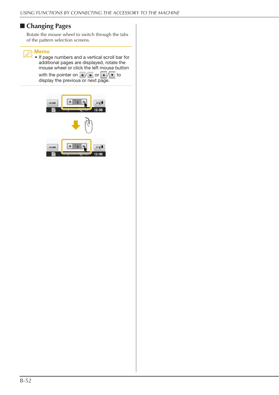 Changing pages | Baby Lock Spirit (BLPY) Instruction and Reference Guide User Manual | Page 54 / 184