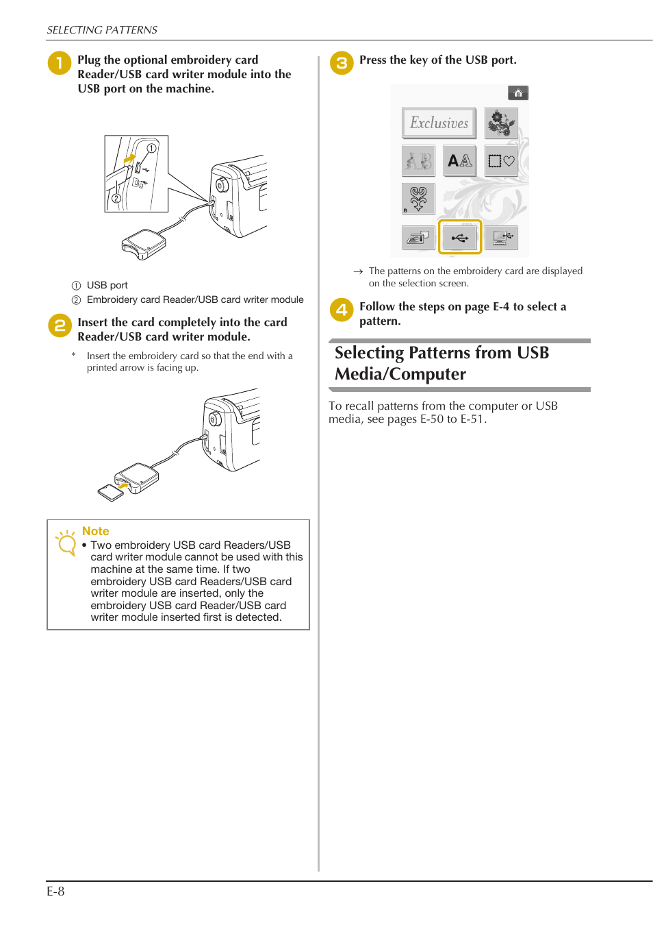 Selecting patterns from usb media/computer | Baby Lock Spirit (BLPY) Instruction and Reference Guide User Manual | Page 74 / 184
