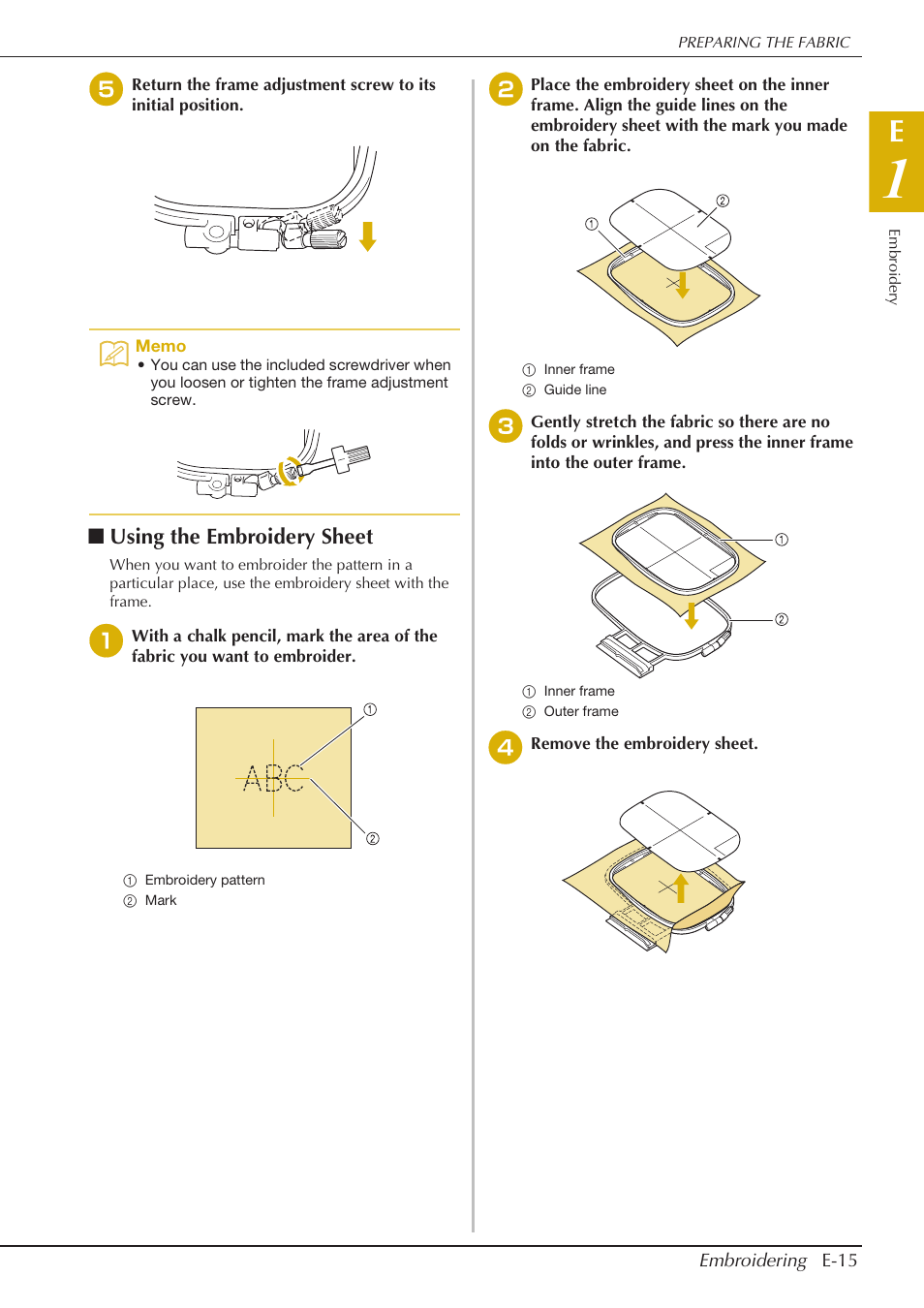 Using the embroidery sheet | Baby Lock Spirit (BLPY) Instruction and Reference Guide User Manual | Page 81 / 184