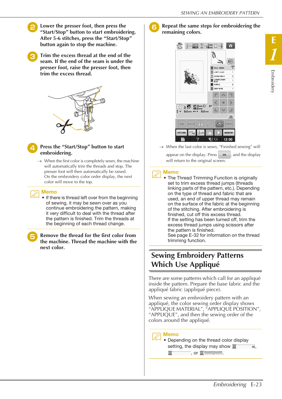 Sewing embroidery patterns which use appliqué | Baby Lock Spirit (BLPY) Instruction and Reference Guide User Manual | Page 89 / 184