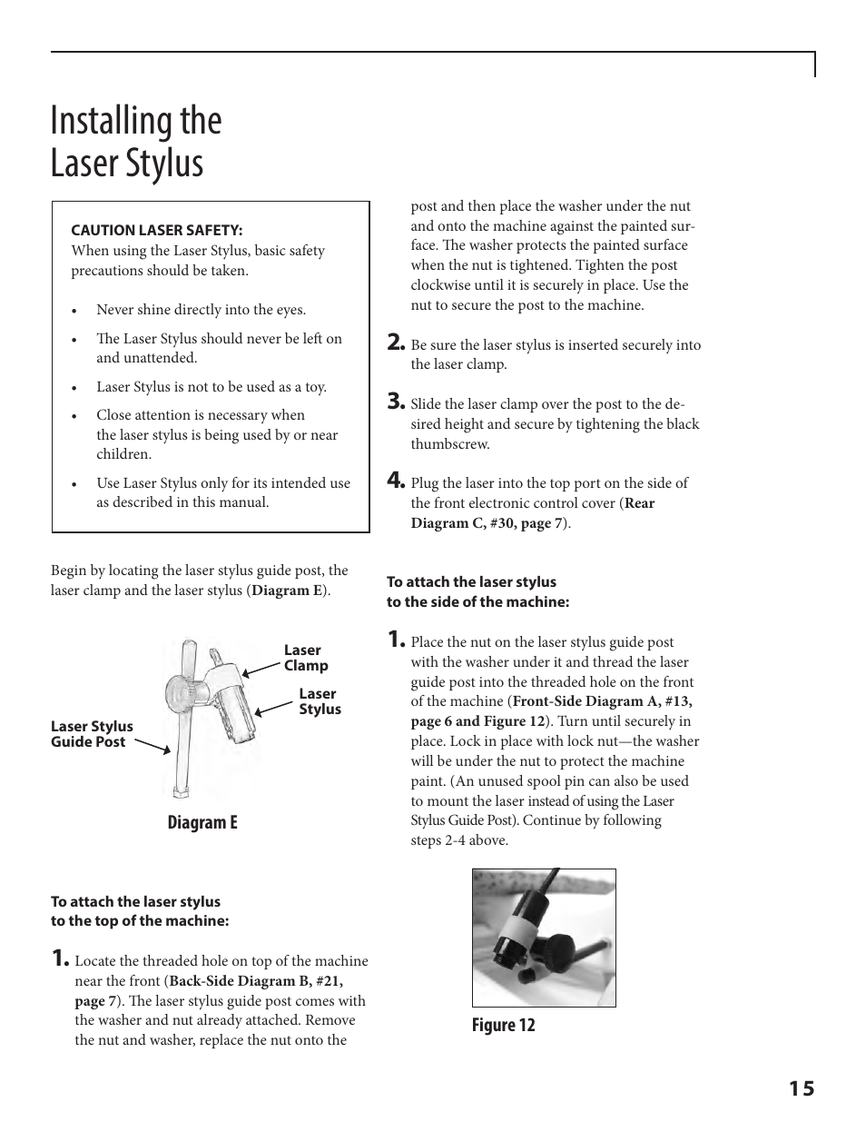 Installing the laser stylus | Baby Lock Crown Jewel II (BLCJ18-2) Manual User Manual | Page 22 / 47