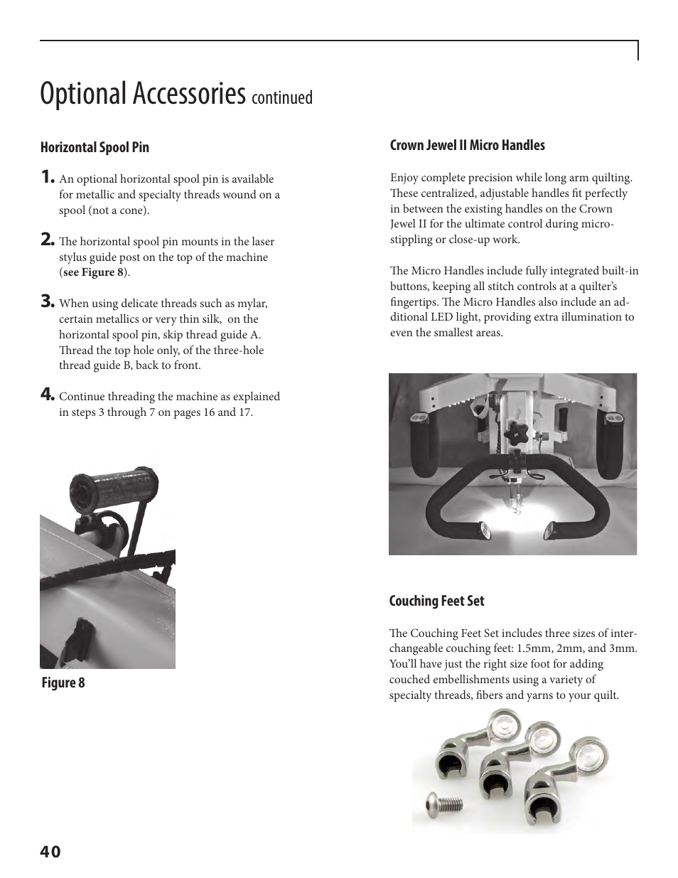 Optional accessories, Continued | Baby Lock Crown Jewel II (BLCJ18-2) Manual User Manual | Page 47 / 47