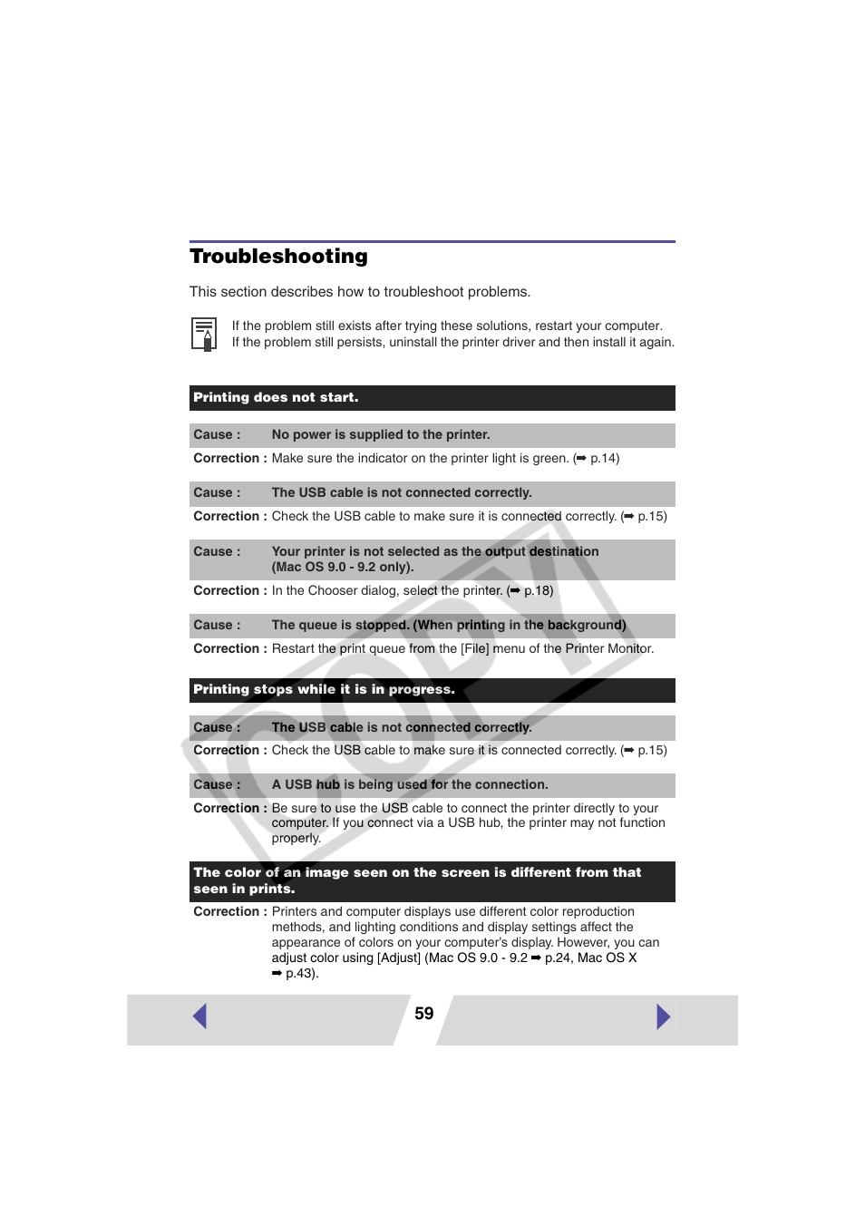 Troubleshooting | Canon CP-330 User Manual | Page 59 / 64