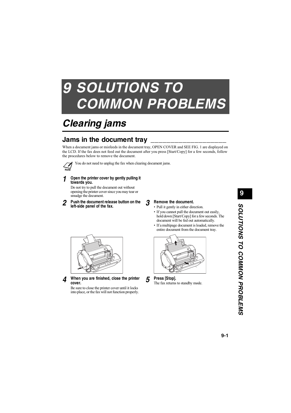 Solutions to common problems, Clearing jams | Canon B115 User Manual | Page 10 / 118