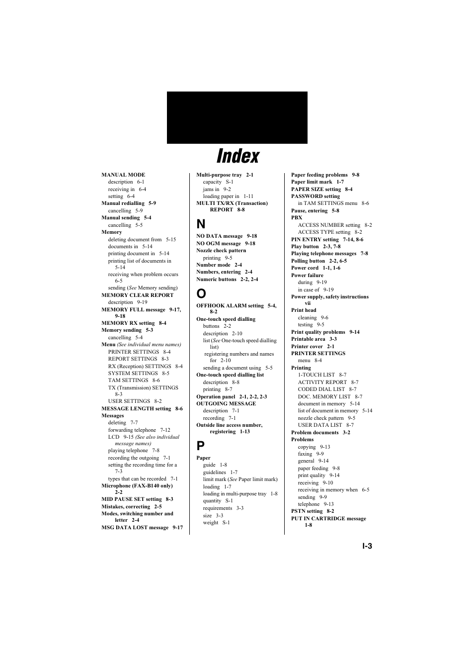 Index | Canon B115 User Manual | Page 14 / 118