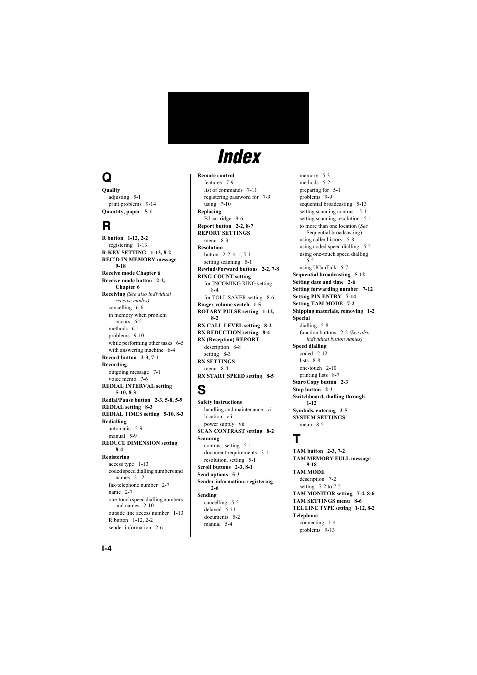 Index | Canon B115 User Manual | Page 15 / 118