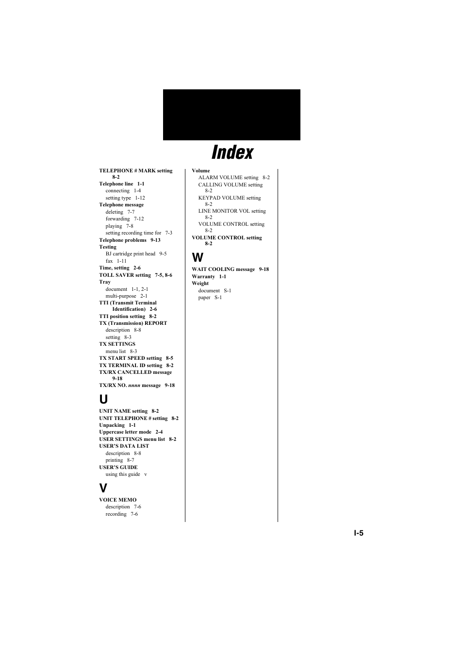 Index | Canon B115 User Manual | Page 16 / 118