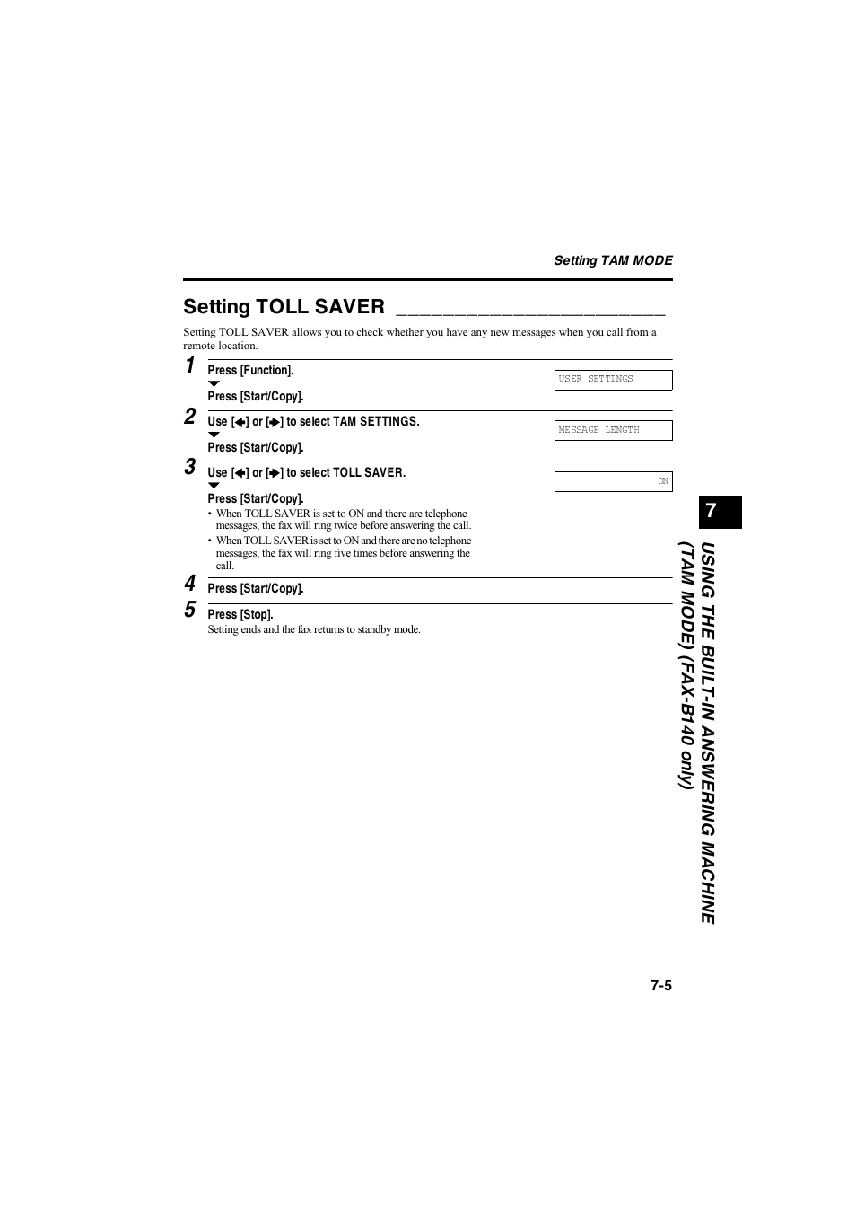 Setting toll saver | Canon B115 User Manual | Page 48 / 118