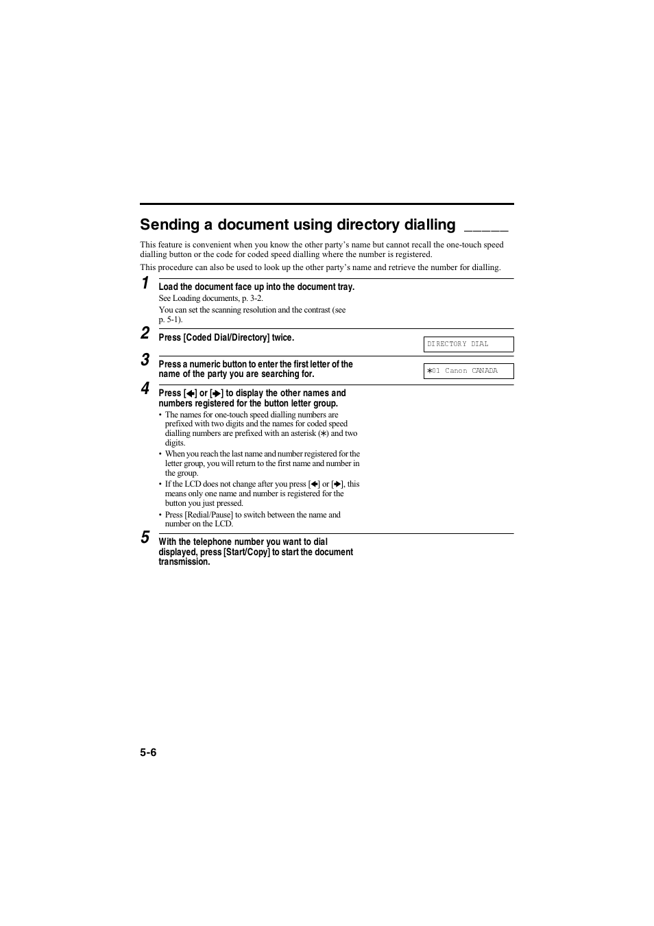 Sending a document using directory dialling | Canon B115 User Manual | Page 69 / 118