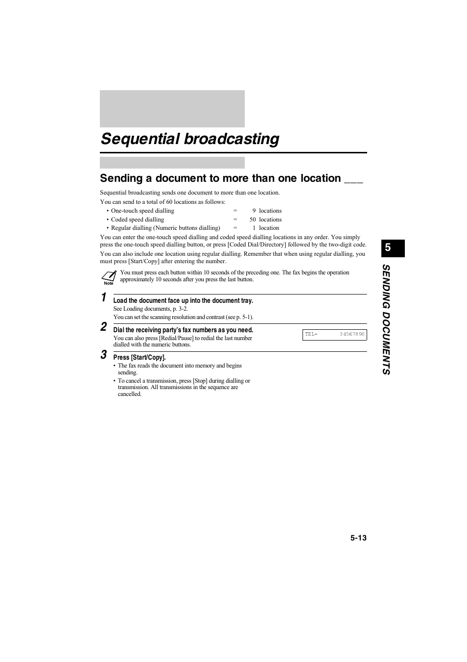 Sequential broadcasting, Sending a document to more than one location, Sendi ng do cuments | Canon B115 User Manual | Page 76 / 118