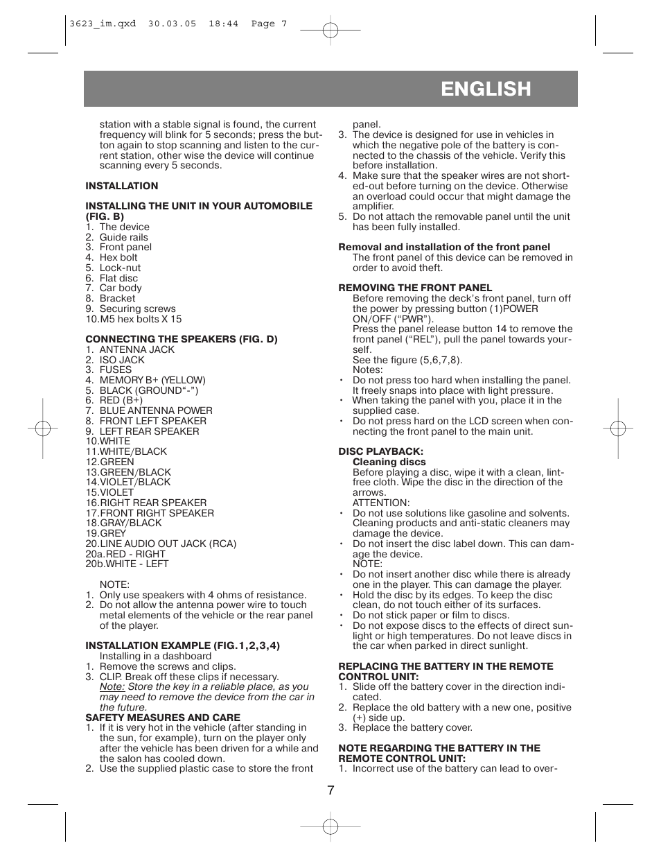 English | Vitek VT-3623 User Manual | Page 7 / 28