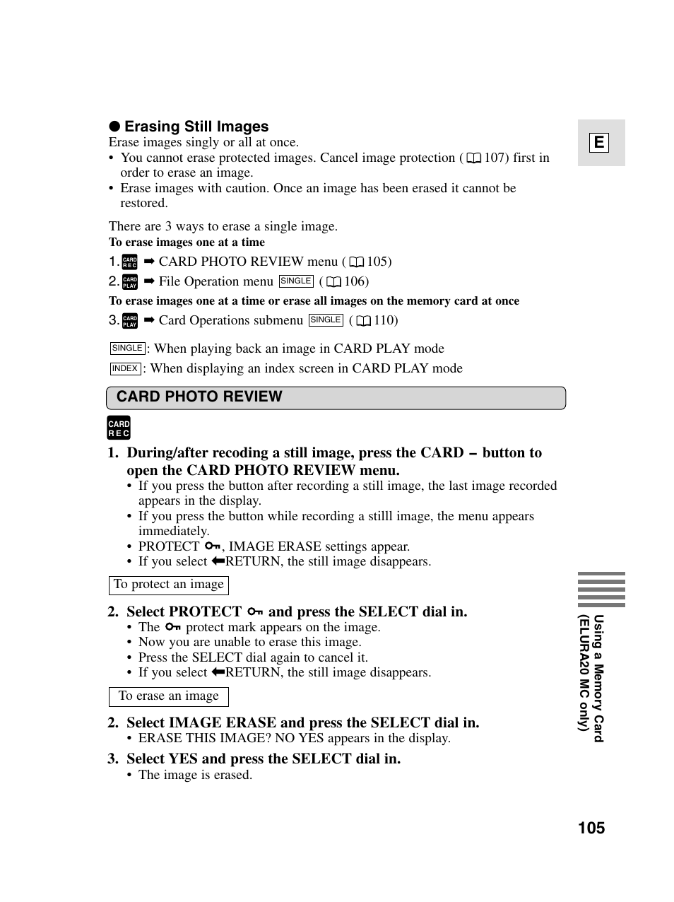 105 e | Canon elura20 User Manual | Page 105 / 152