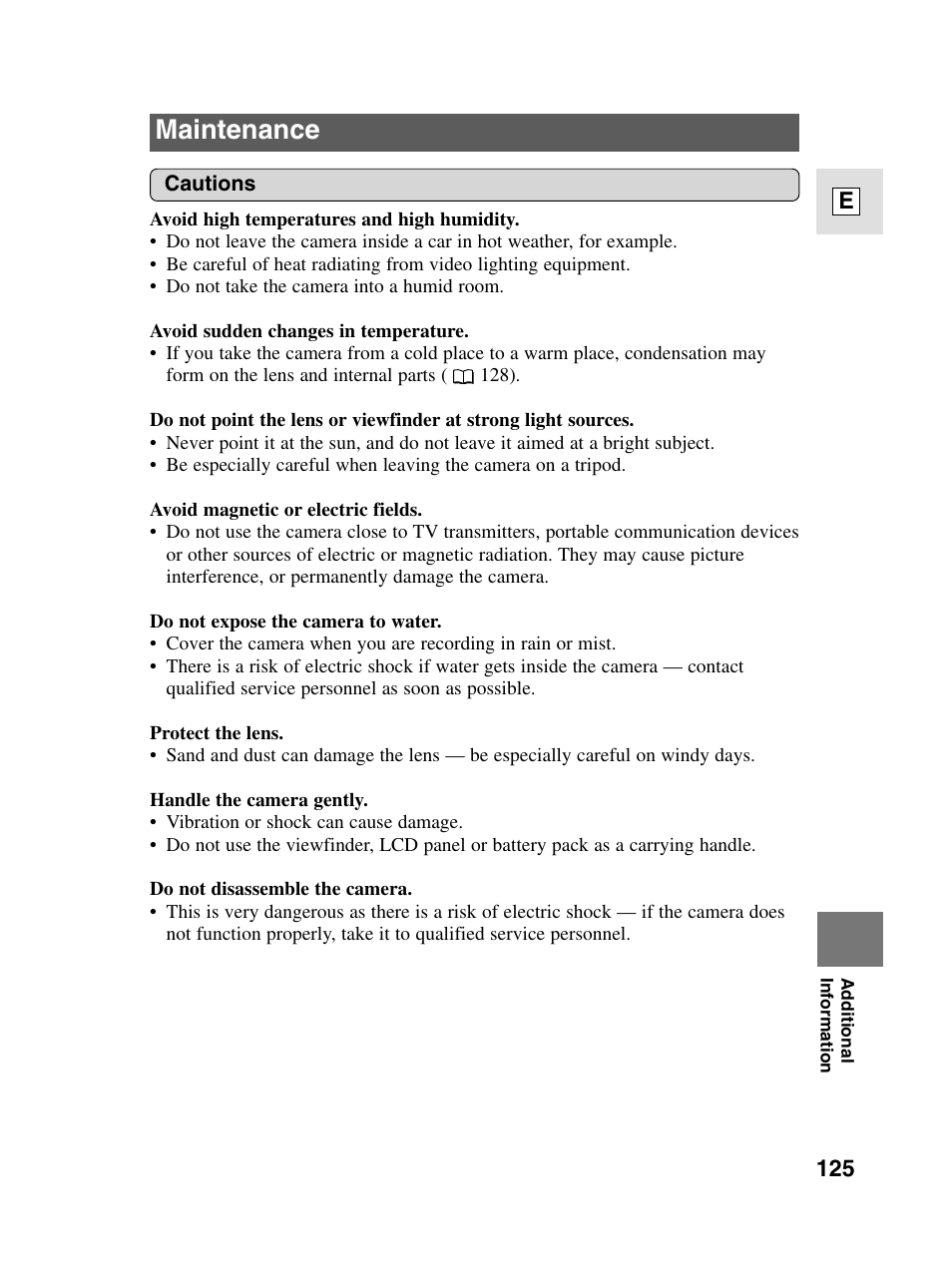 Maintenance | Canon elura20 User Manual | Page 125 / 152