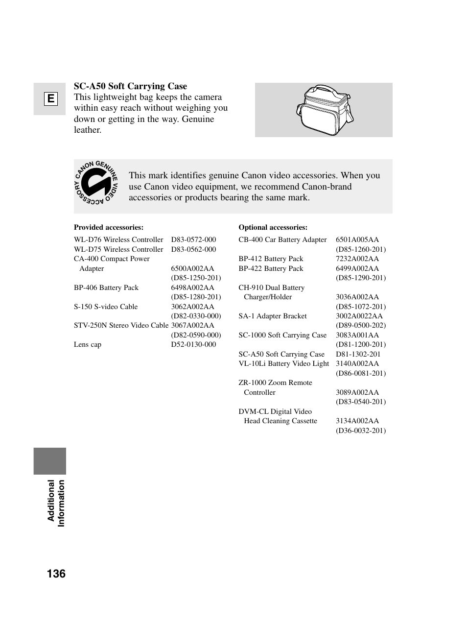 136 e | Canon elura20 User Manual | Page 136 / 152