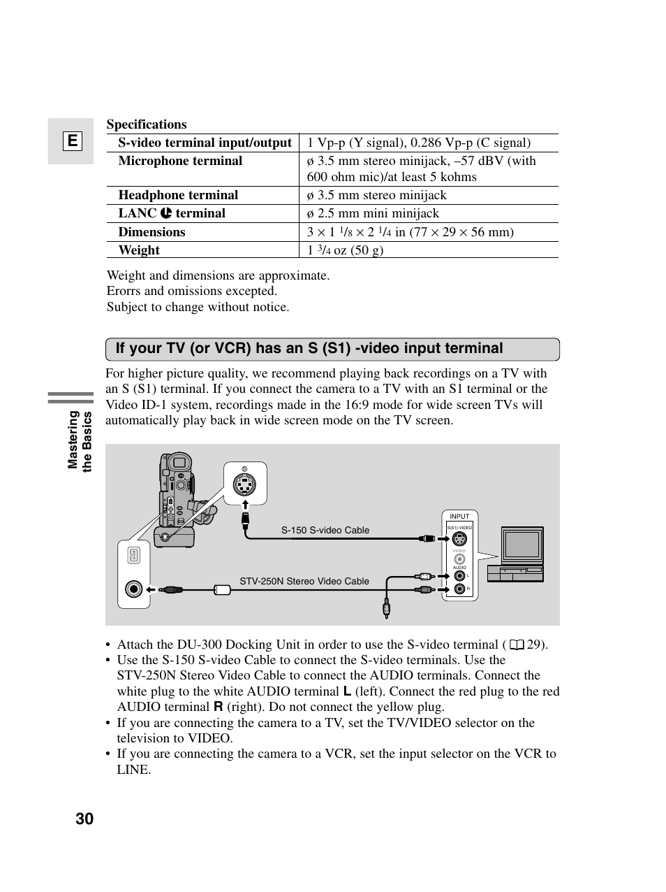 30 e | Canon elura20 User Manual | Page 30 / 152
