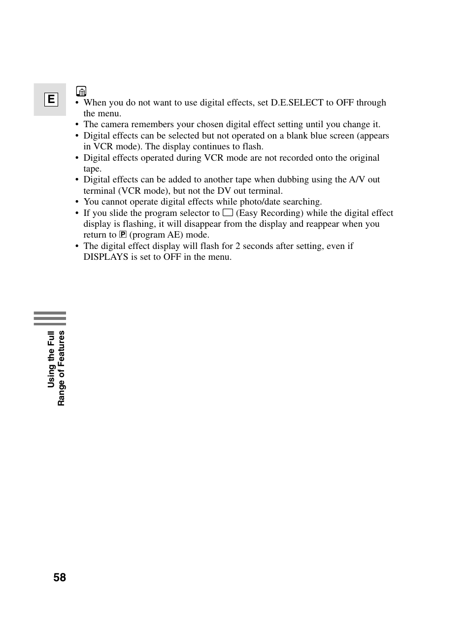 58 e | Canon elura20 User Manual | Page 58 / 152