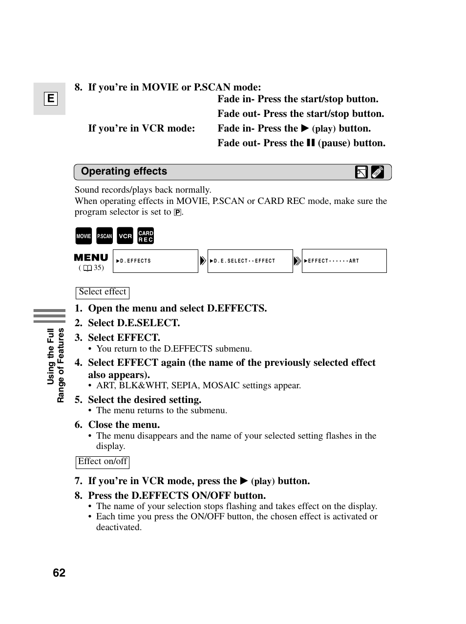 62 e | Canon elura20 User Manual | Page 62 / 152