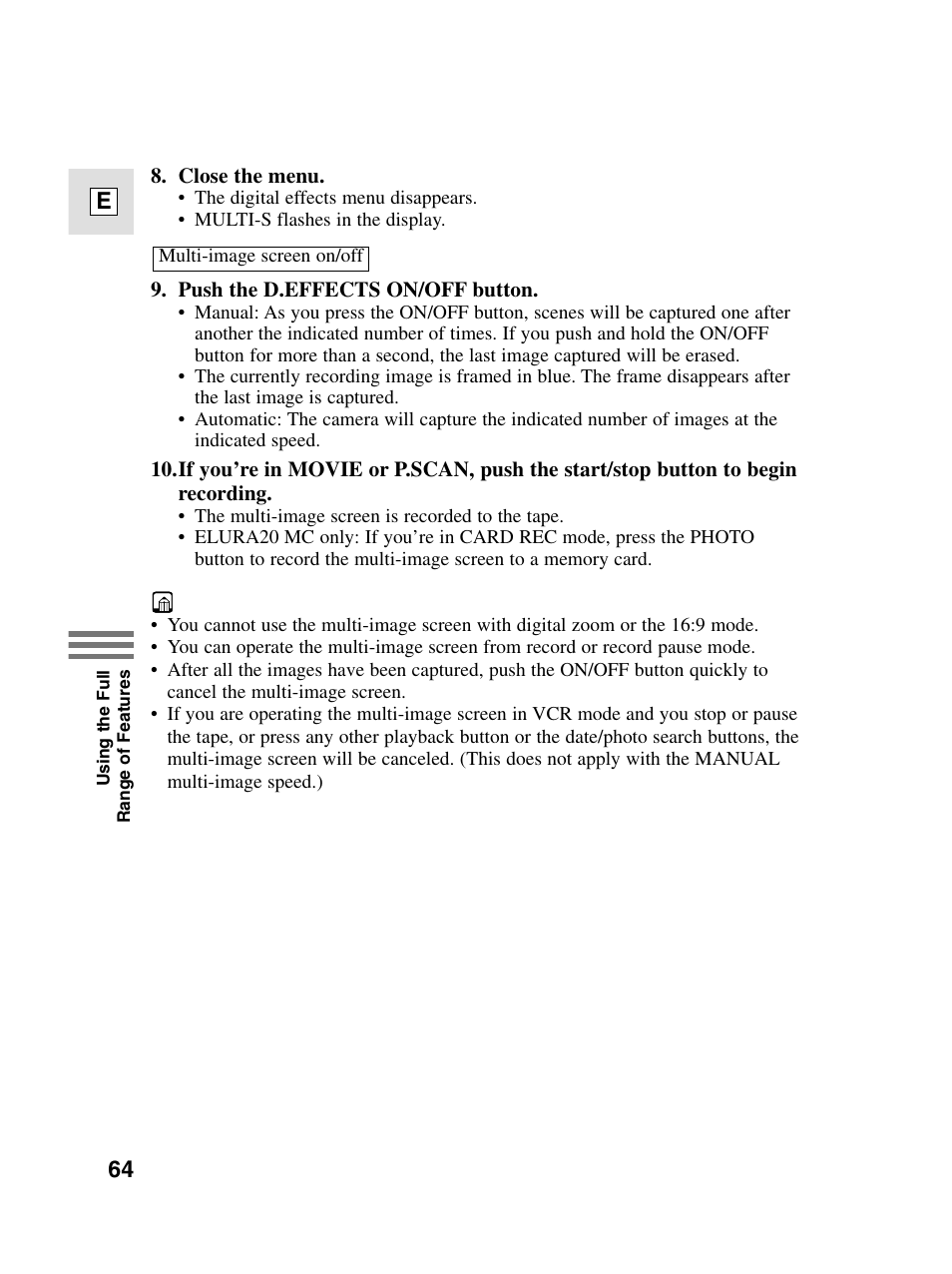64 e | Canon elura20 User Manual | Page 64 / 152