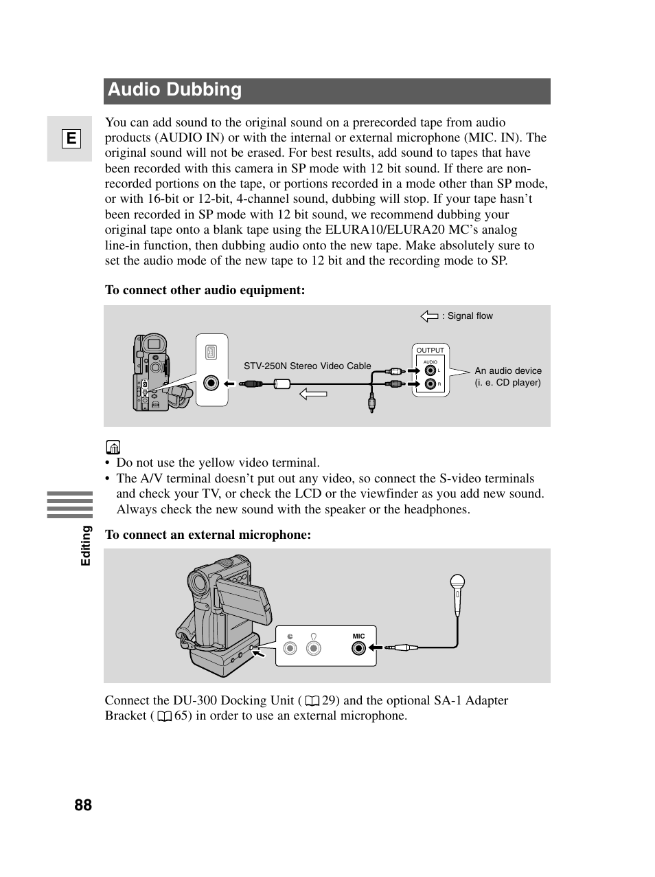 Audio dubbing, 88 e | Canon elura20 User Manual | Page 88 / 152