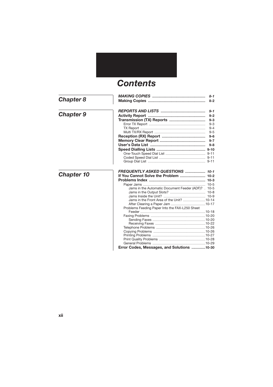 Canon L250 User Manual | Page 12 / 282