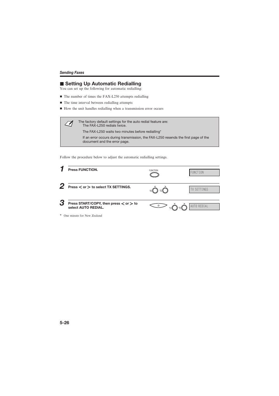 J setting up automatic redialling | Canon L250 User Manual | Page 128 / 282
