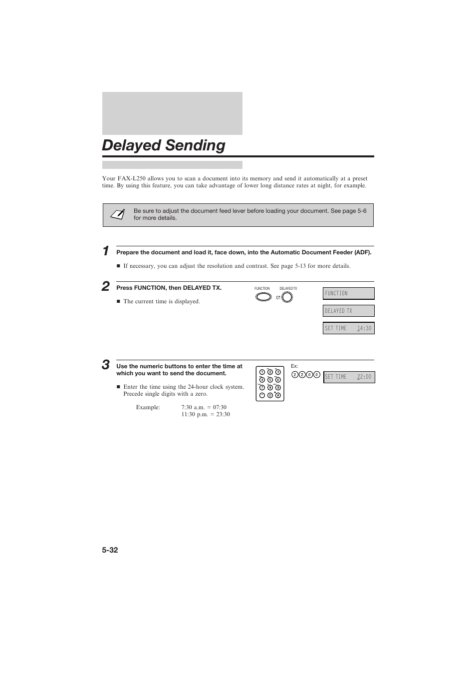 Delayed sending | Canon L250 User Manual | Page 134 / 282