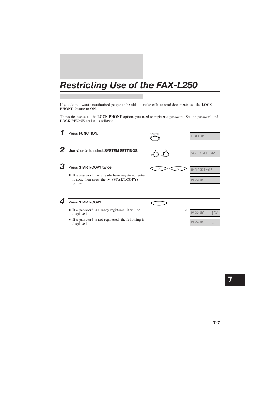 Restricting use of the fax-l250 | Canon L250 User Manual | Page 173 / 282