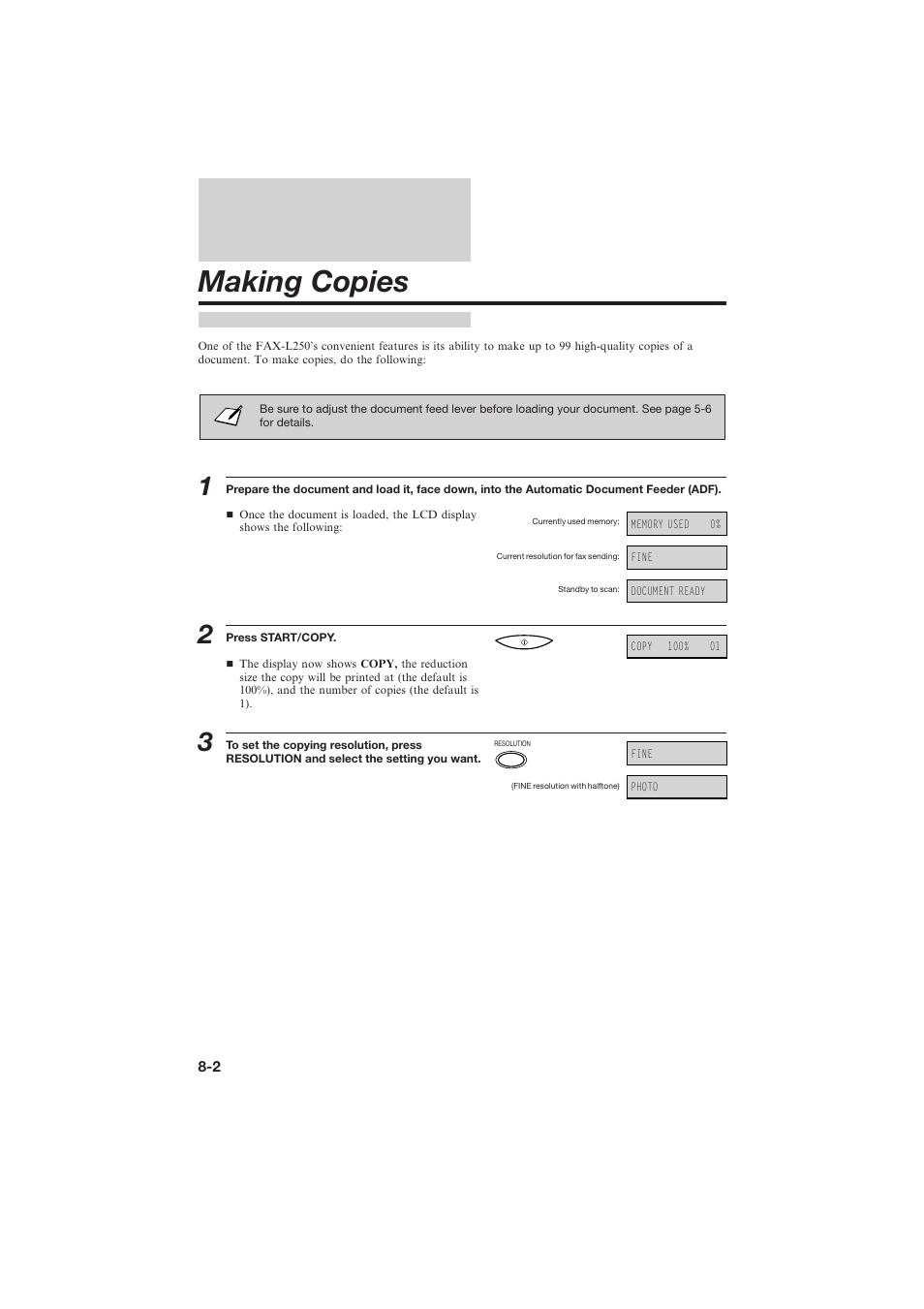 Making copies | Canon L250 User Manual | Page 182 / 282