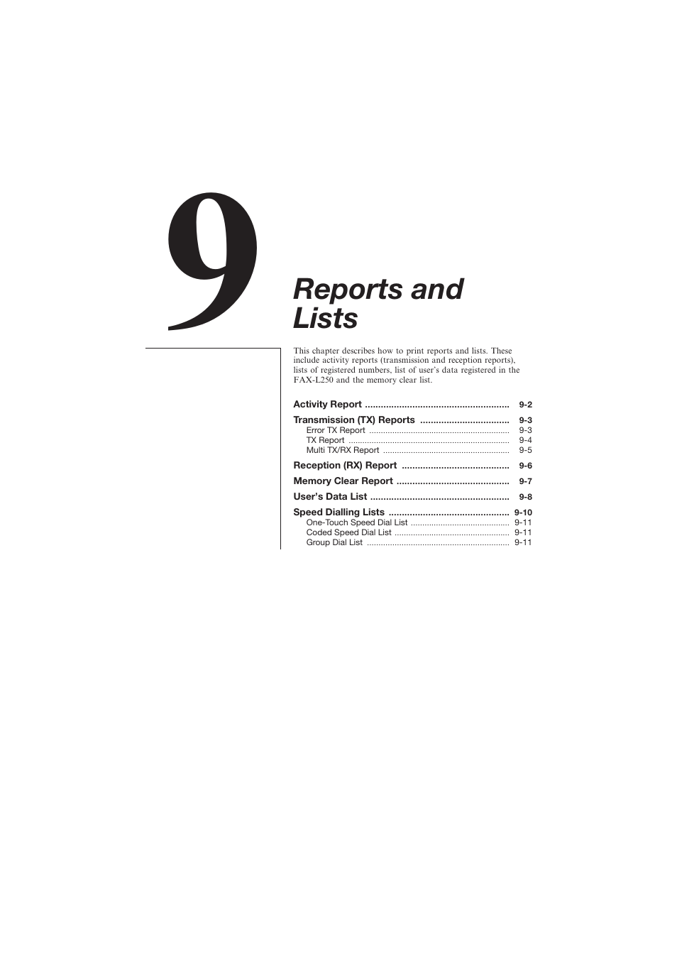 Reports and lists | Canon L250 User Manual | Page 185 / 282