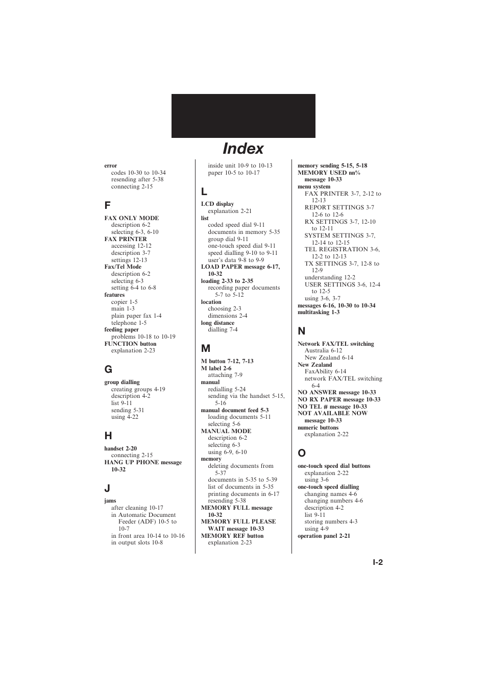 Index | Canon L250 User Manual | Page 279 / 282