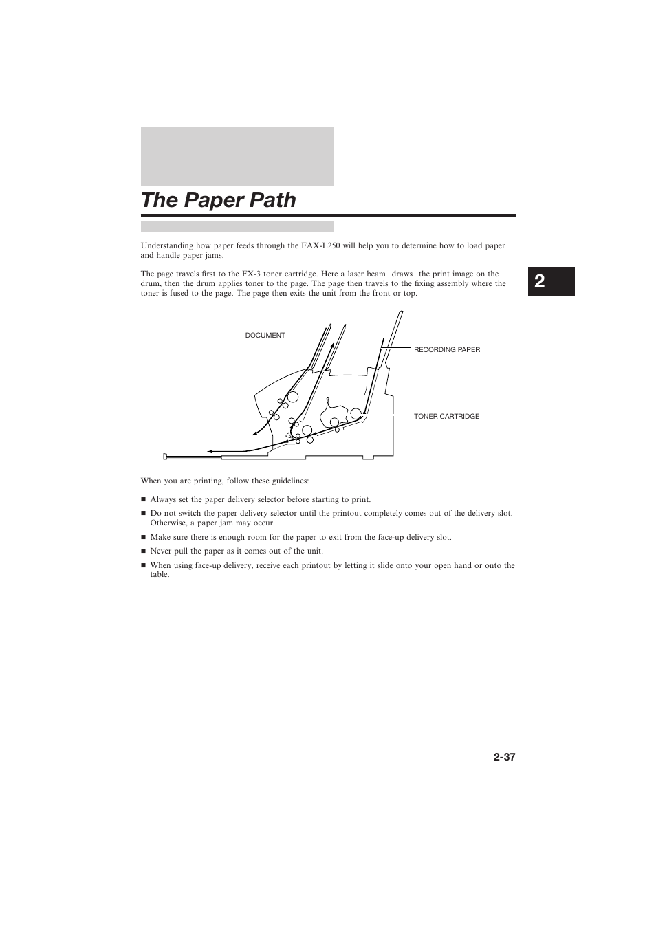 The paper path | Canon L250 User Manual | Page 63 / 282