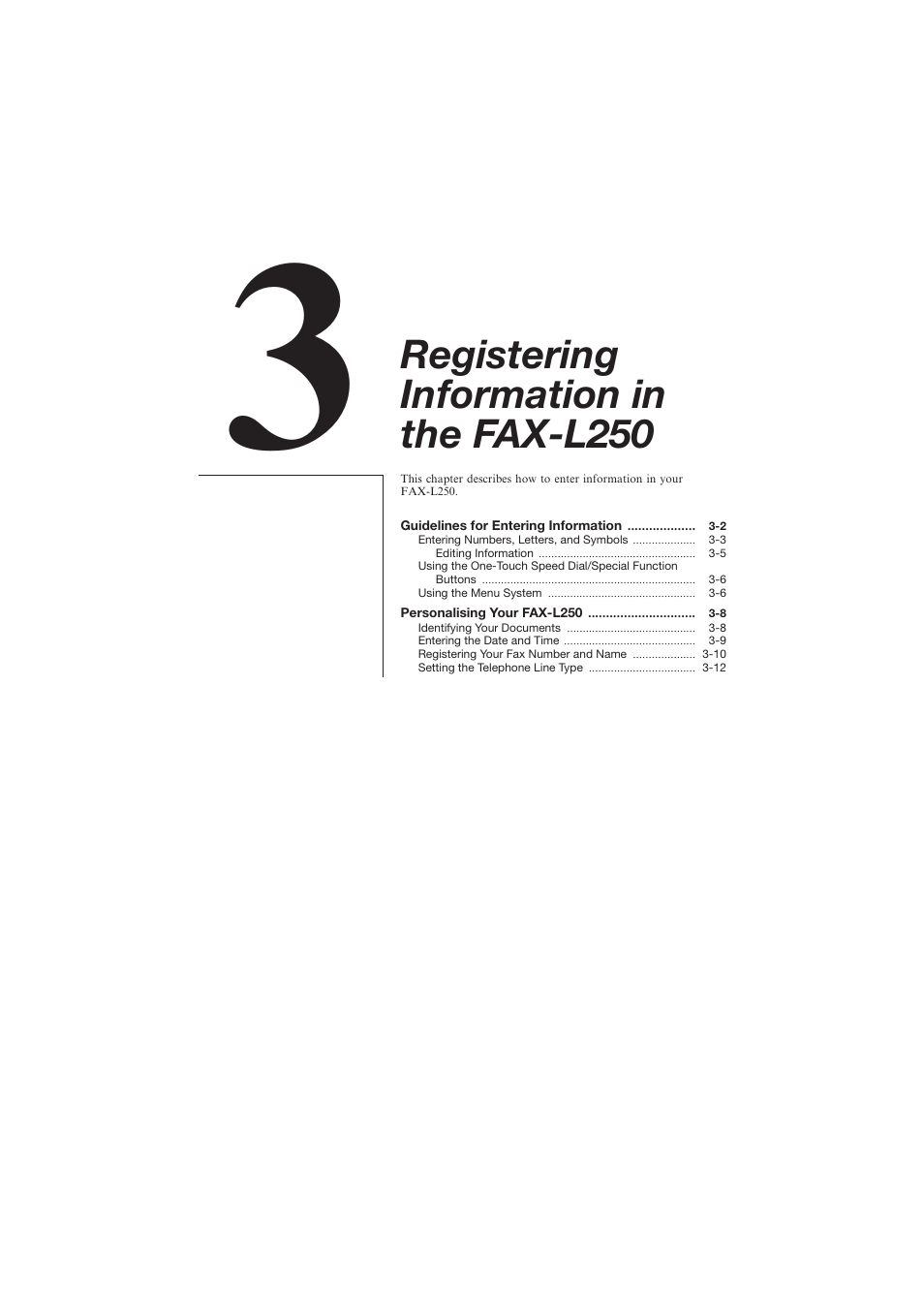 Registering information in the fax-l250 | Canon L250 User Manual | Page 67 / 282