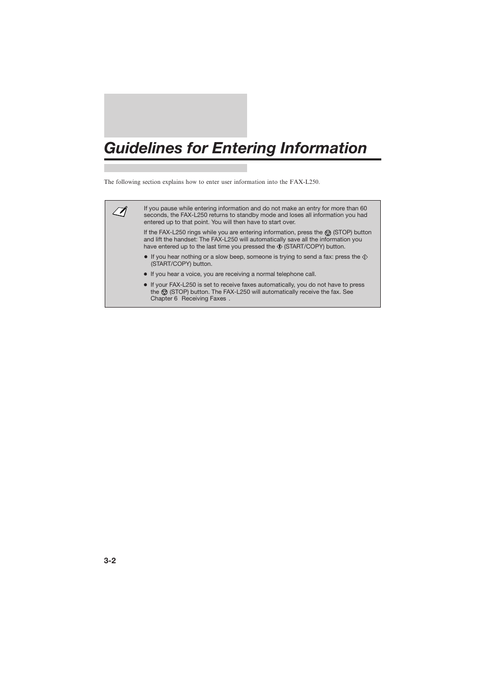 Guidelines for entering information | Canon L250 User Manual | Page 68 / 282