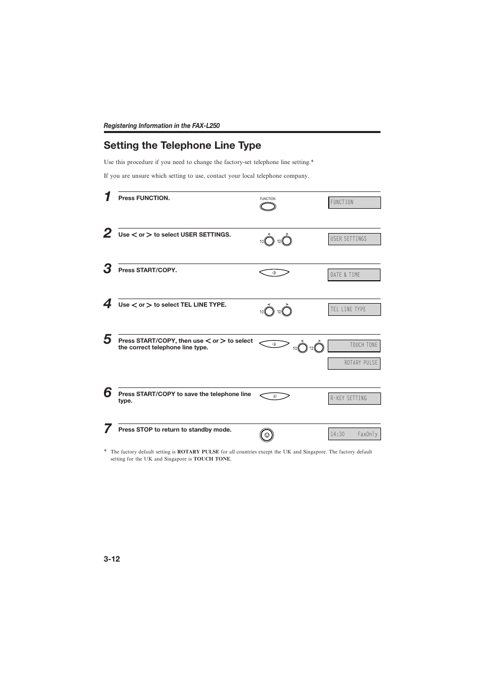 Setting the telephone line type | Canon L250 User Manual | Page 78 / 282