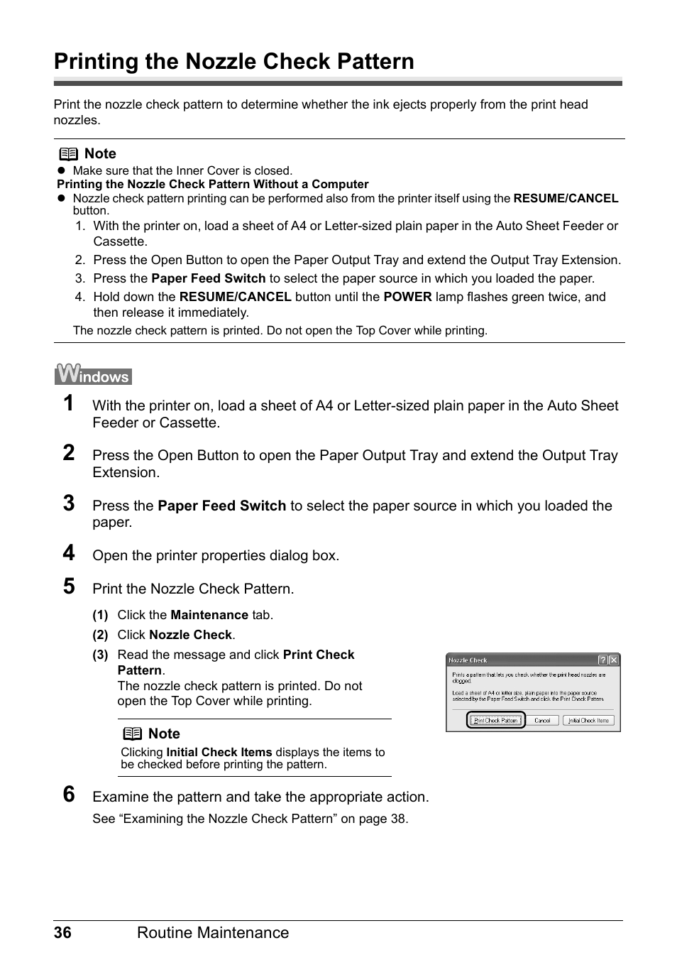 Printing the nozzle check pattern | Canon Pixma  iP4300 User Manual | Page 40 / 102