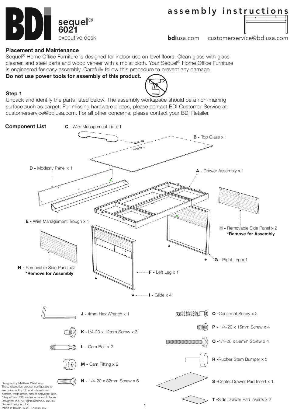 BDI 6021 Sequel User Manual | 6 pages