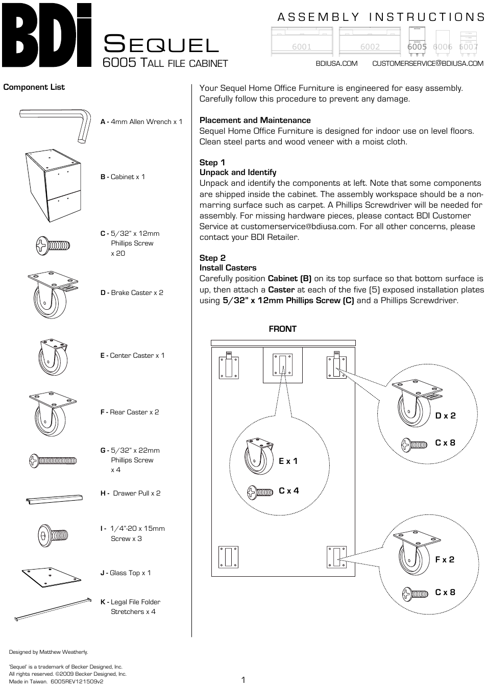 BDI 6005 Sequel User Manual | 2 pages