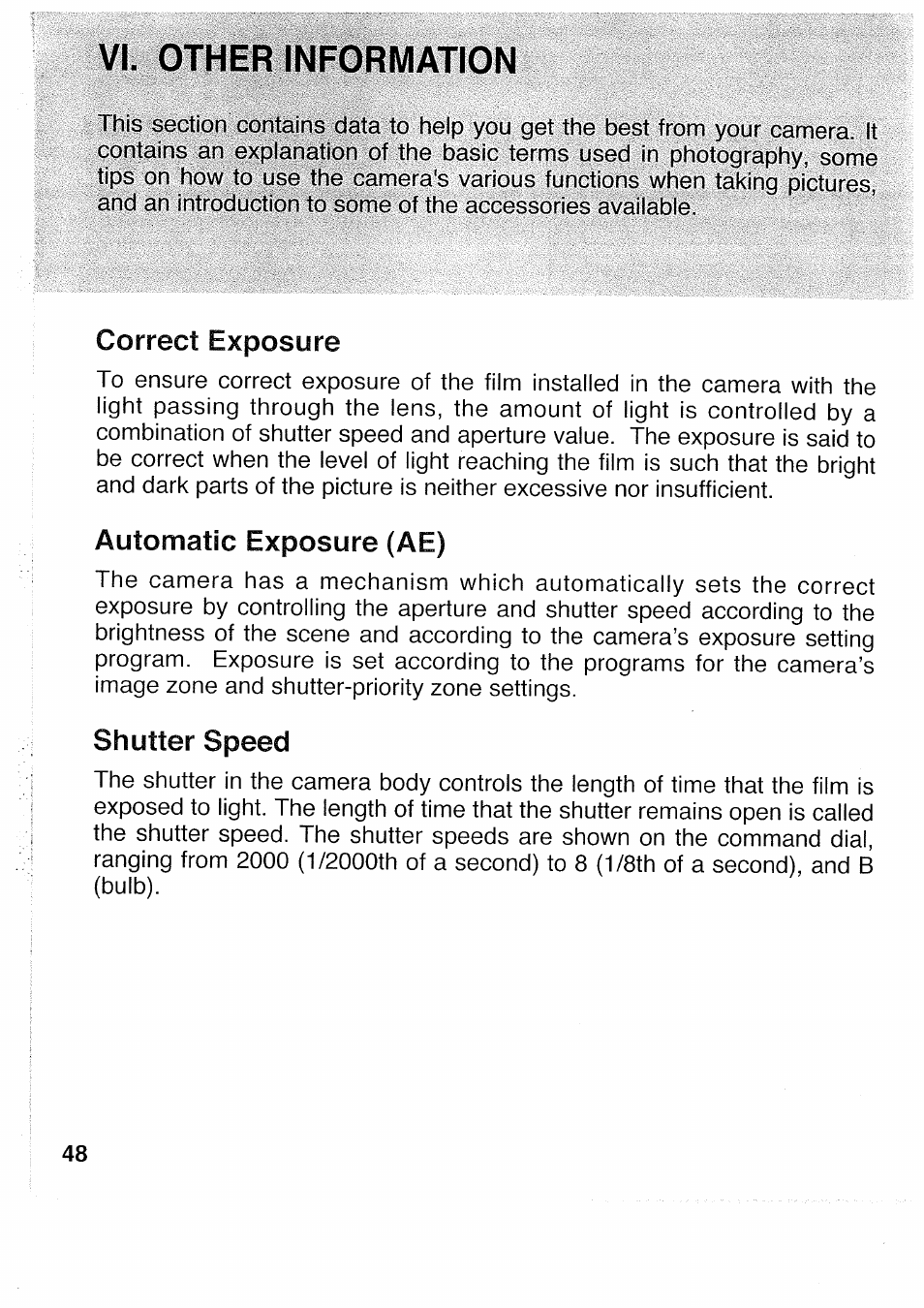 Vi. other information | Canon EOS 5000 User Manual | Page 48 / 64